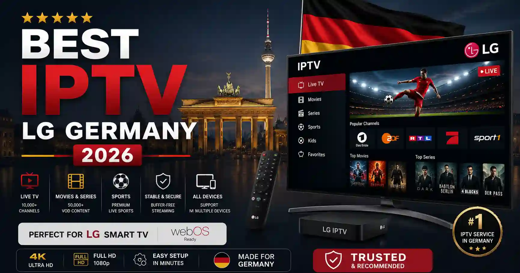 Best IPTV LG Germany 2026 for LG Smart TV with live TV, movies, sports, and series