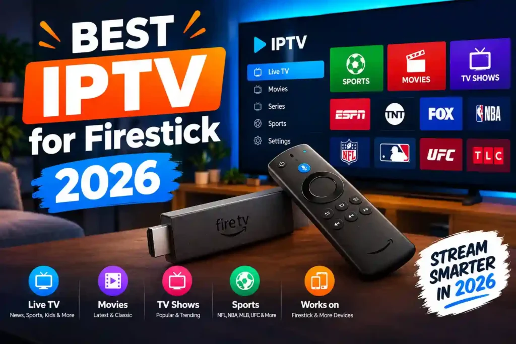 Best IPTV for Firestick 2026 with Fire TV Stick, live TV, movies, sports, and streaming features